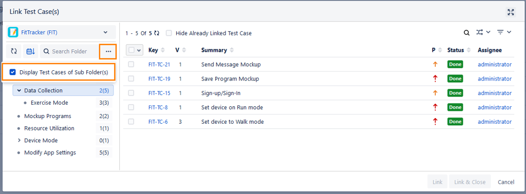 Display Test Cases of Sub Folders