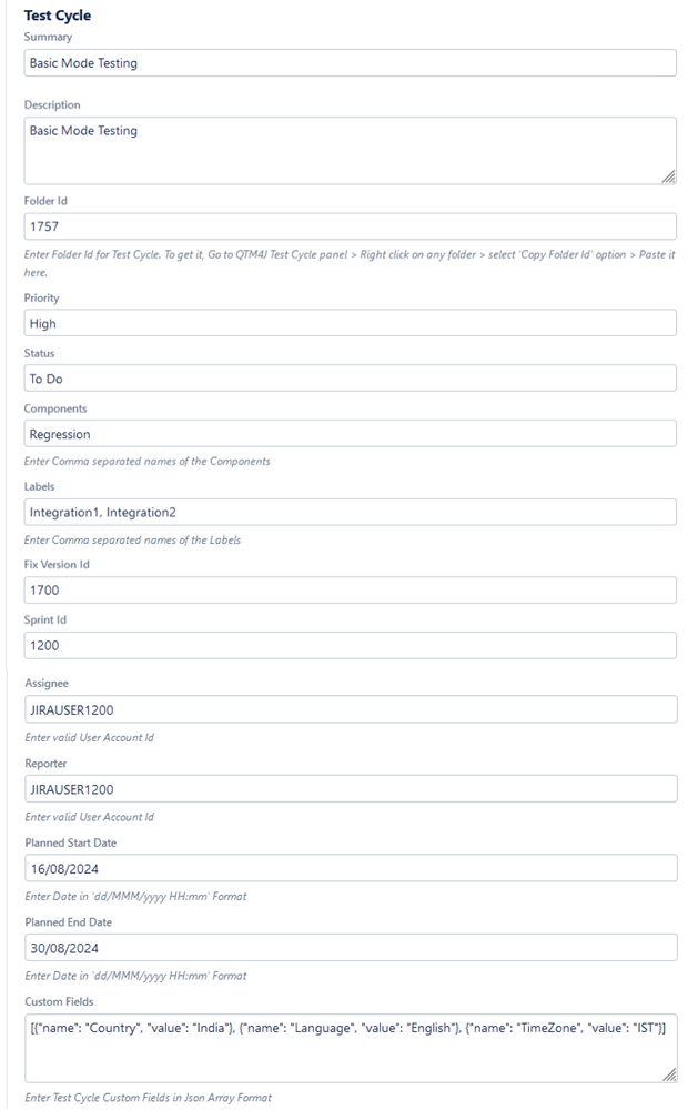 Cloud Test Cycle Fields Cloud Test Cycle Fields