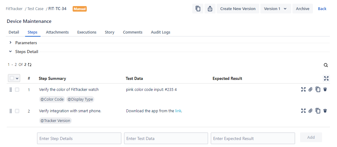 Using Parameters in Steps Using Parameters in Steps