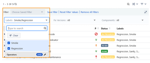 And Operator in Test Case Search