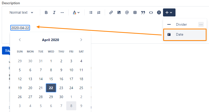 Add Date in Text Formatting