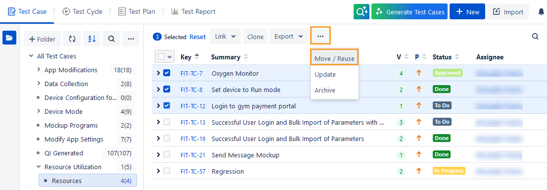 Reuse Test Case Option Reuse Test Case Option