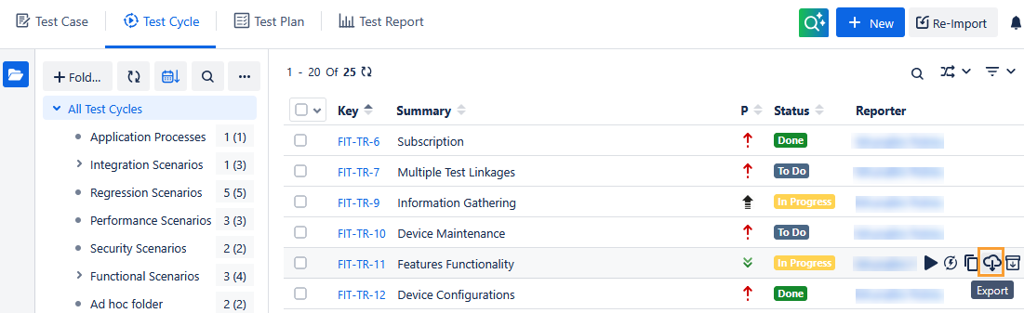 Export Icon for Test Execution Export Export Icon for Test Execution Export
