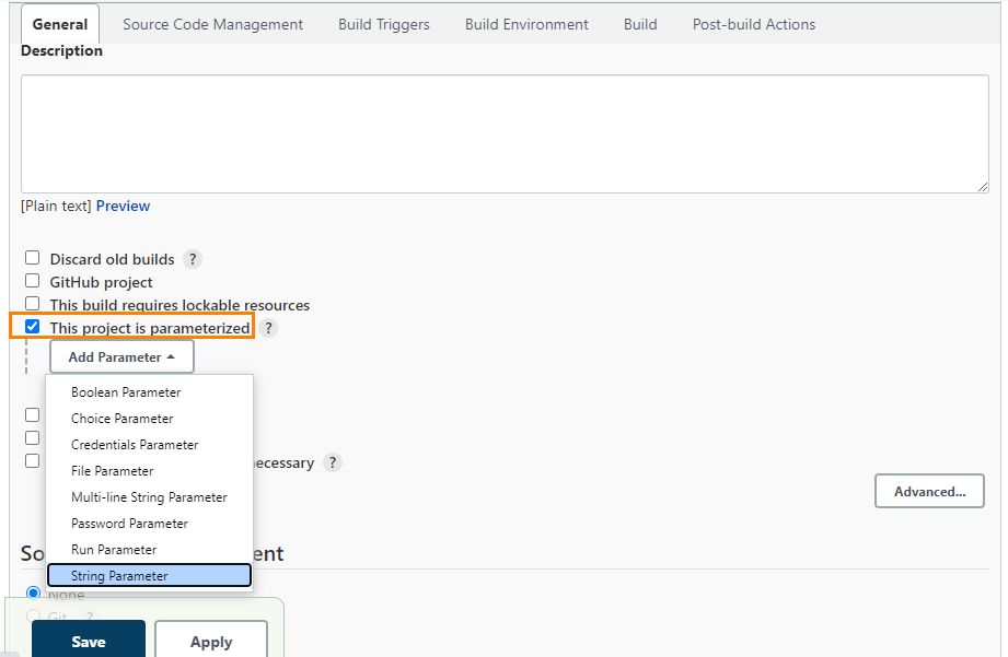 Project Parameterized Checkbox