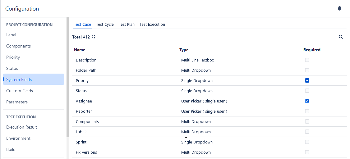 Mandatory System Field Mandatory System Field