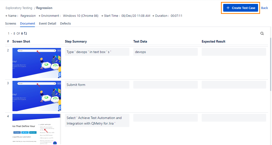 Test Case from Recorded Session