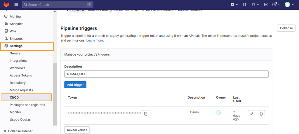 GitLab Config Add Trigger GitLab Config Add Trigger