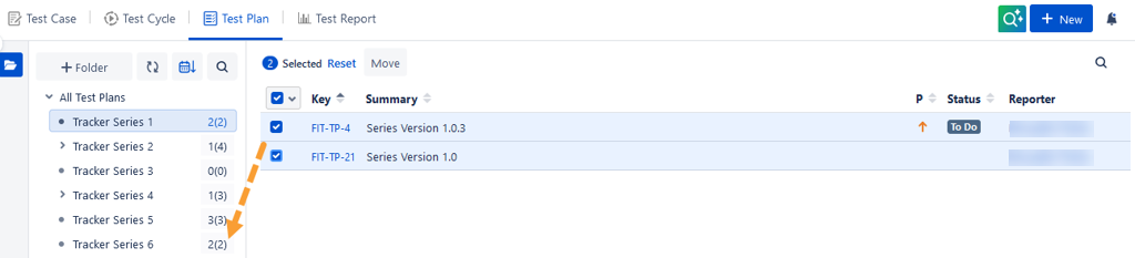 Move Test Plan Using Drag Drop