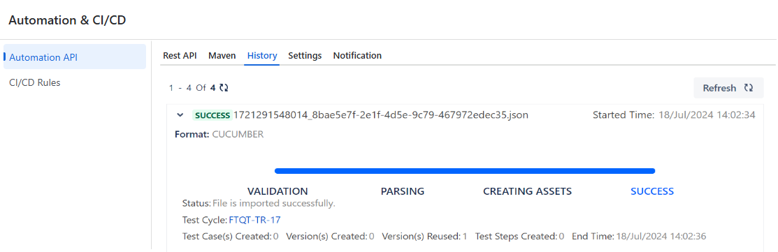 View Imported Automation Test Results