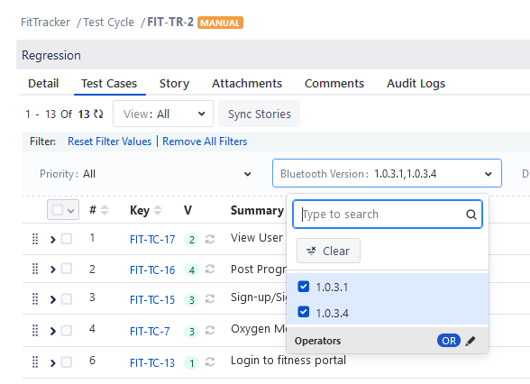 Filter with Operators