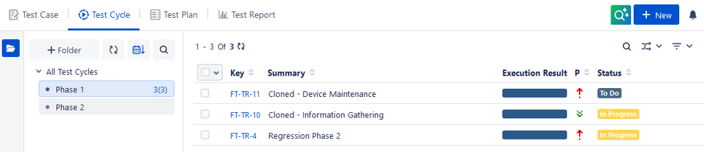 Test Cycle Cloned in Other Project