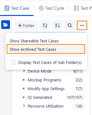 Show Archived Test Cases