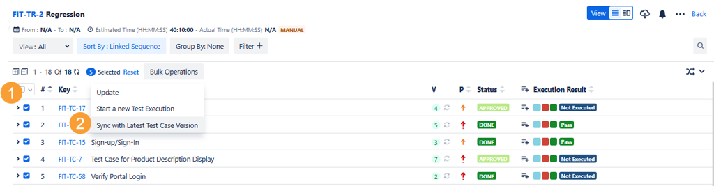 Sync Multiple Test Cases