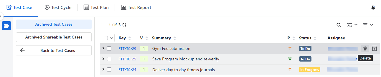 Delete a Single Test Case