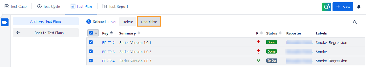 Unarchive Bulk Test Plan