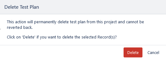 Confirmation Delete Test Plan