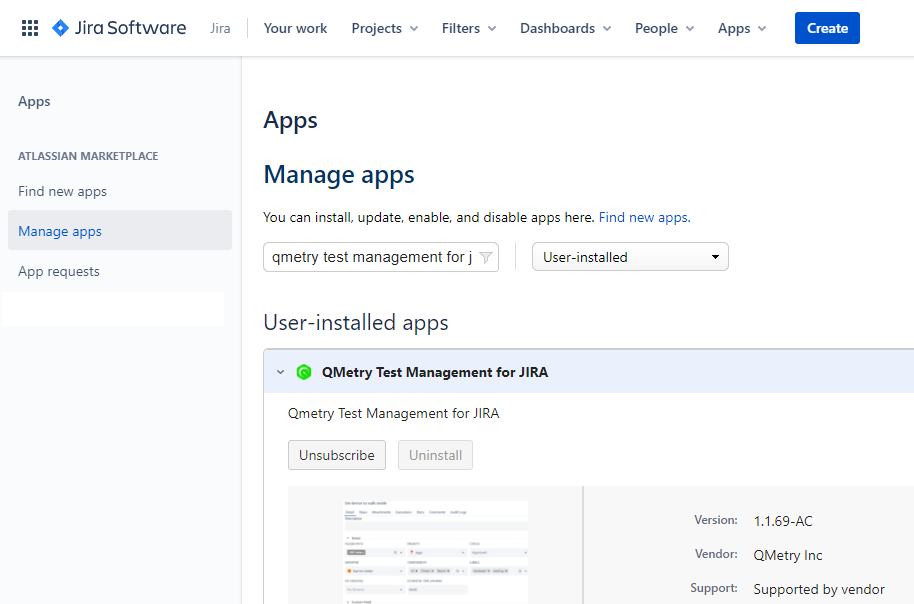 Manage Apps Section