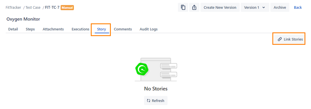 Link Stories to a Single Test Case Link Stories to a Single Test Case