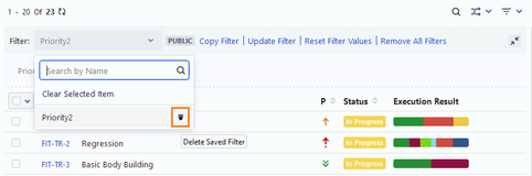 Delete a Test Cycle Search Filter Delete a Test Cycle Search Filter